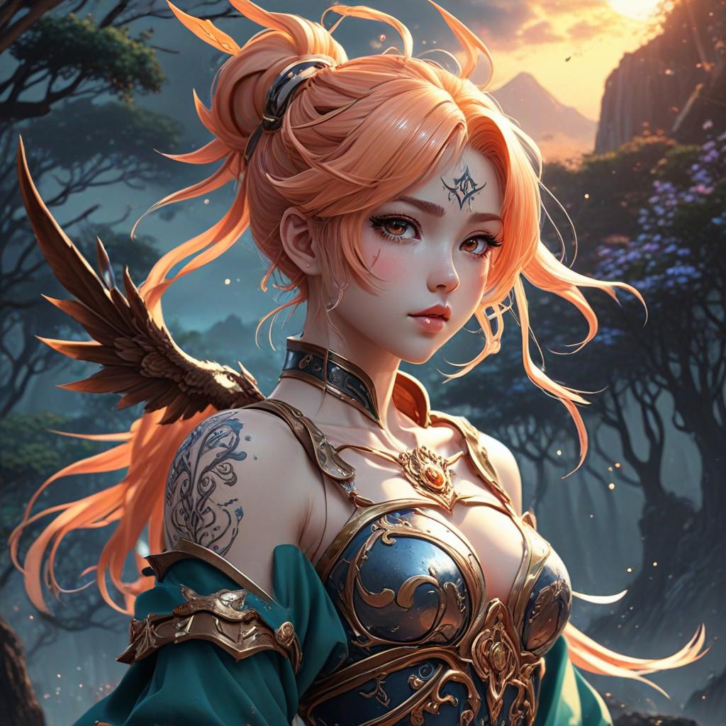 AI image of fantasy girl with orange haired 