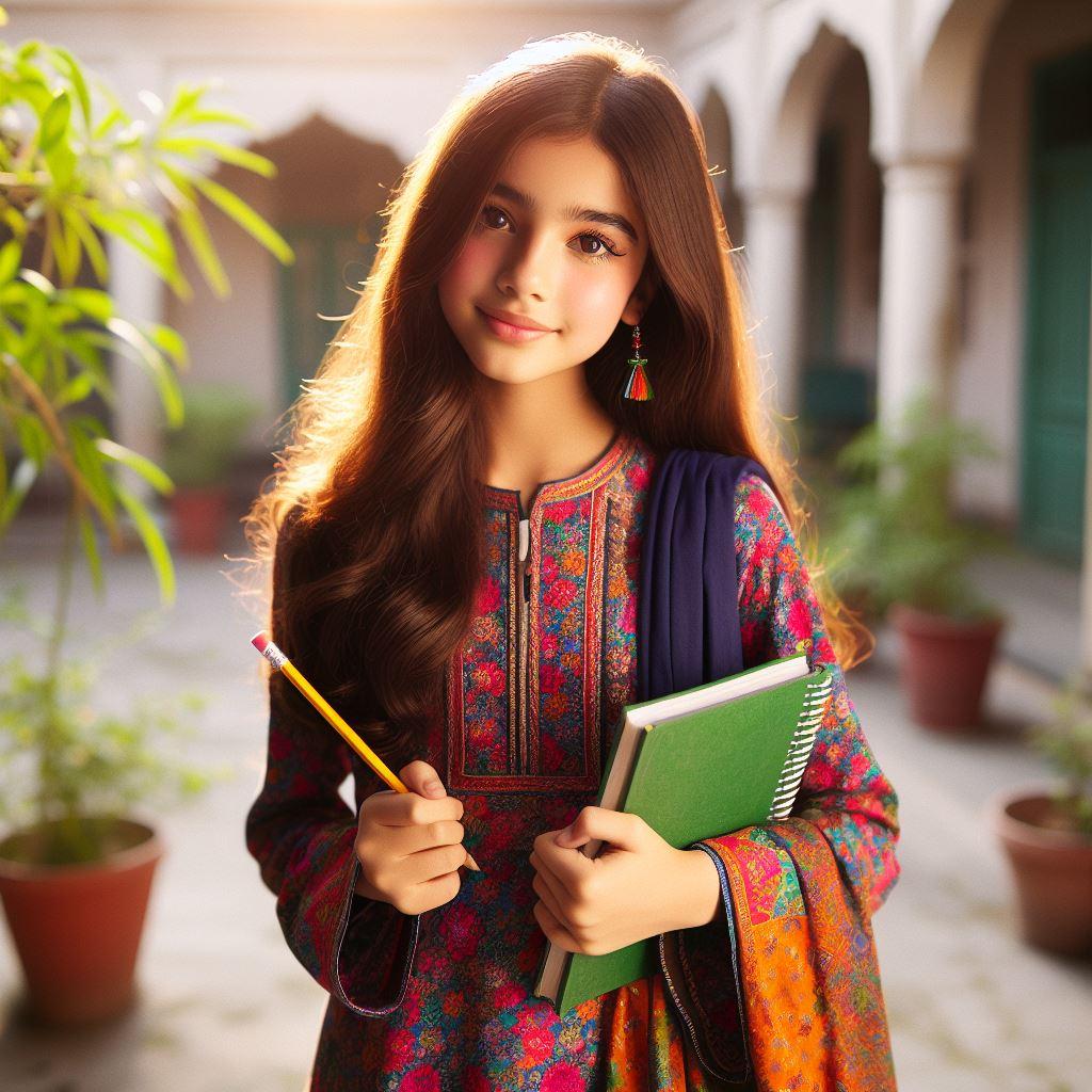 AI image of Pakistani girl student